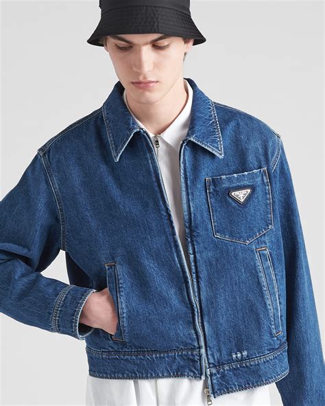 prada jacket mens blue|Prada denim jacket men's.